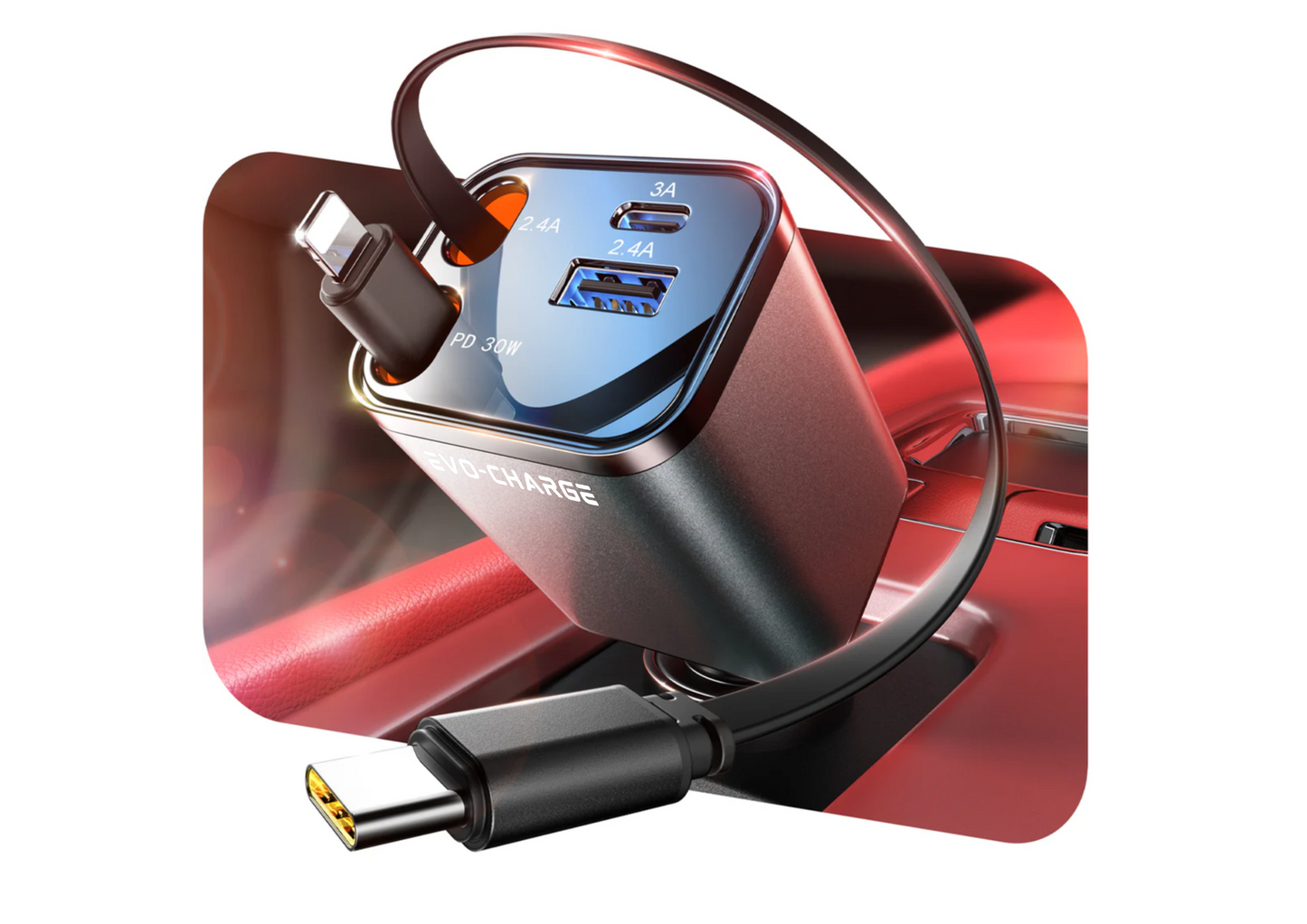 EVO-CHARGE Retractable 12V Boat and Car Charger